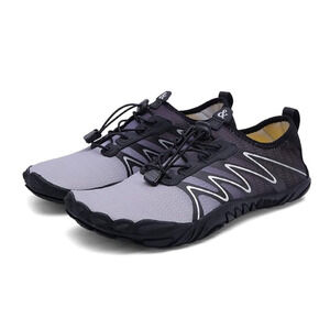 Ziitop Womens Size 8 Gray Black Elastic Lace Up Adjustable Non Slip Water Shoes